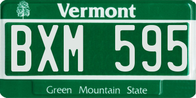 VT license plate BXM595