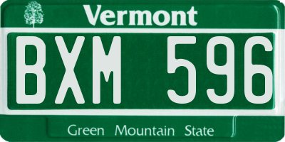VT license plate BXM596