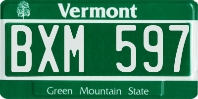 VT license plate BXM597
