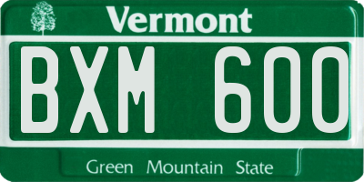 VT license plate BXM600