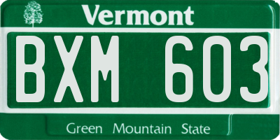 VT license plate BXM603