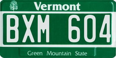 VT license plate BXM604