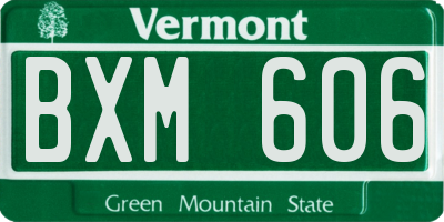 VT license plate BXM606