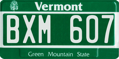 VT license plate BXM607
