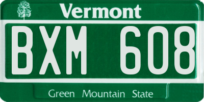 VT license plate BXM608