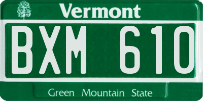 VT license plate BXM610