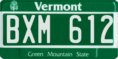 VT license plate BXM612