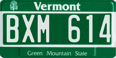 VT license plate BXM614