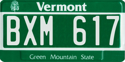 VT license plate BXM617