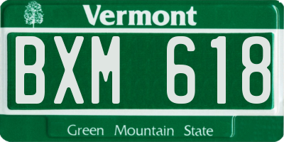 VT license plate BXM618