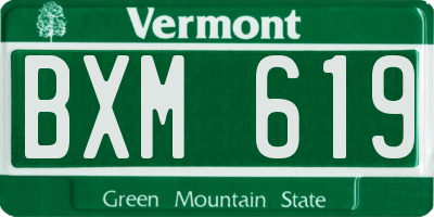 VT license plate BXM619