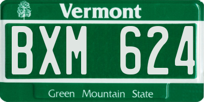VT license plate BXM624