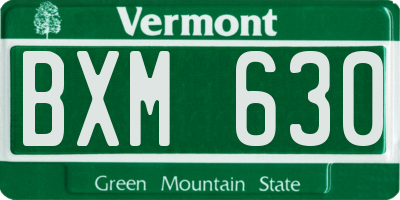 VT license plate BXM630