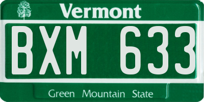 VT license plate BXM633
