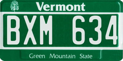 VT license plate BXM634