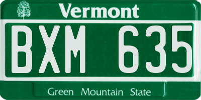 VT license plate BXM635