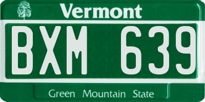 VT license plate BXM639
