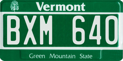 VT license plate BXM640