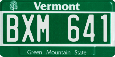 VT license plate BXM641