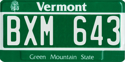 VT license plate BXM643