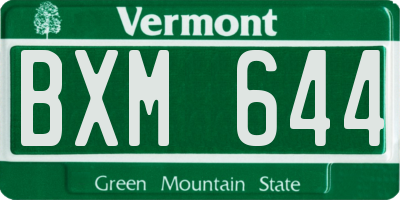 VT license plate BXM644