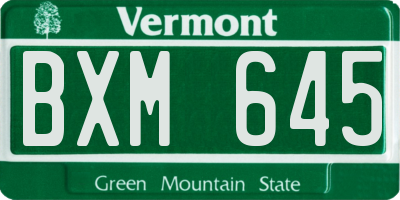 VT license plate BXM645
