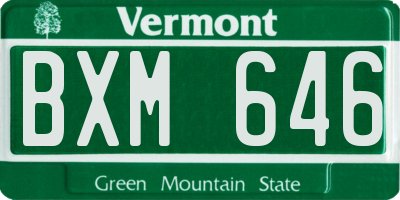 VT license plate BXM646