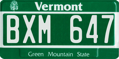 VT license plate BXM647