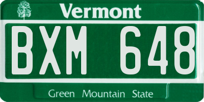 VT license plate BXM648