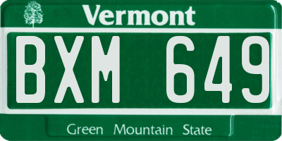 VT license plate BXM649