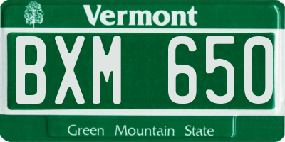 VT license plate BXM650