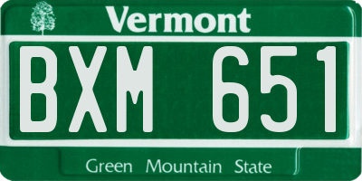 VT license plate BXM651