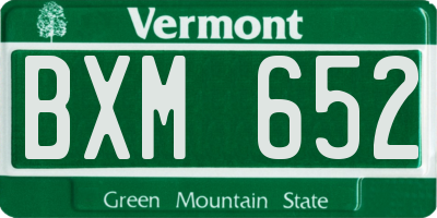 VT license plate BXM652