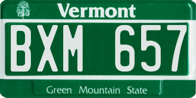 VT license plate BXM657
