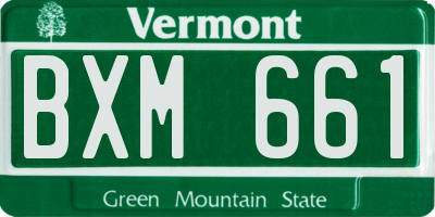 VT license plate BXM661