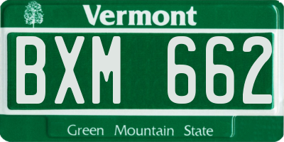VT license plate BXM662