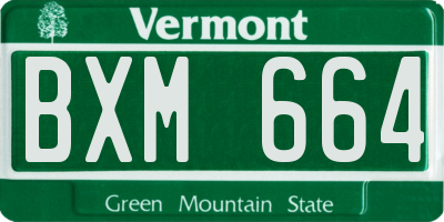 VT license plate BXM664