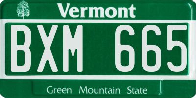 VT license plate BXM665