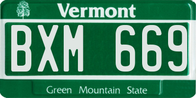 VT license plate BXM669