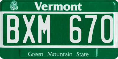 VT license plate BXM670