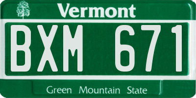 VT license plate BXM671