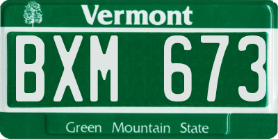 VT license plate BXM673