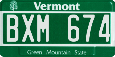 VT license plate BXM674
