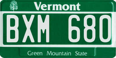 VT license plate BXM680