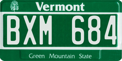 VT license plate BXM684