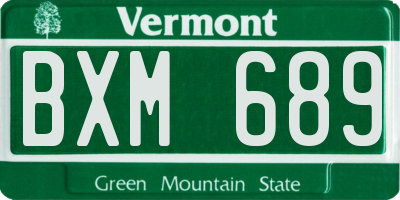 VT license plate BXM689