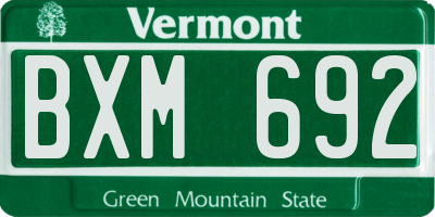 VT license plate BXM692