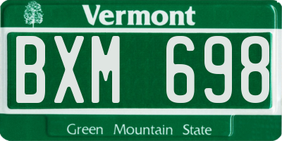 VT license plate BXM698