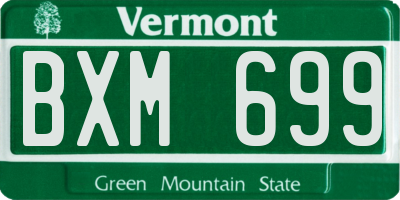 VT license plate BXM699