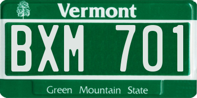 VT license plate BXM701